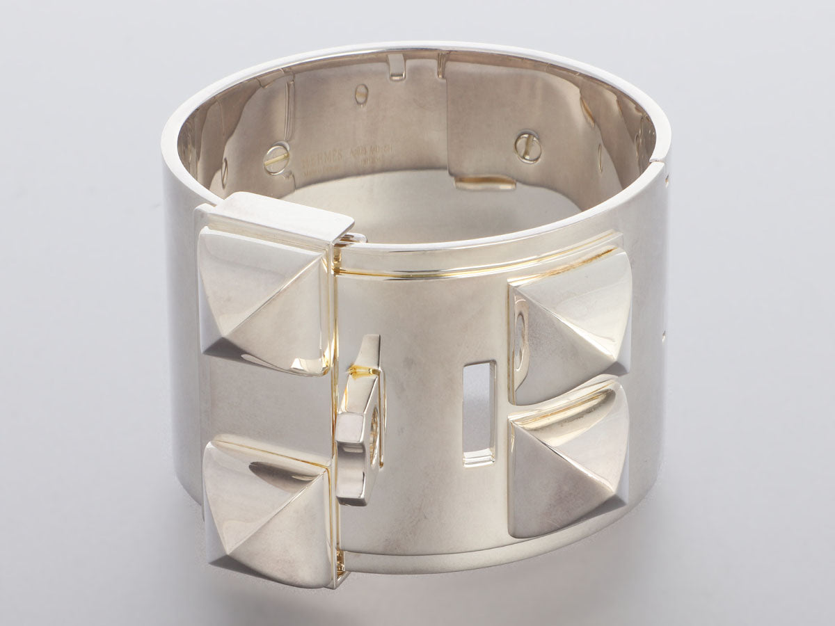 Auth Hermes Bracelet CDC Collier de Chien Cuff Sterling 925 Silver ST (S) |  eBay